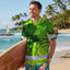 Lime Neon Skull Boat Hi-Vis Hawaiian Shirt