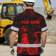 Red Neon Skull Boat Octopus Hi-Vis Hawaiian Shirt