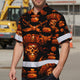 Orange Neon Skull Boat Hi-Vis Hawaiian Shirt