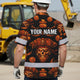 Orange Neon Skull Boat Hi-Vis Hawaiian Shirt
