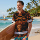 Orange Neon Skull Boat Hi-Vis Hawaiian Shirt
