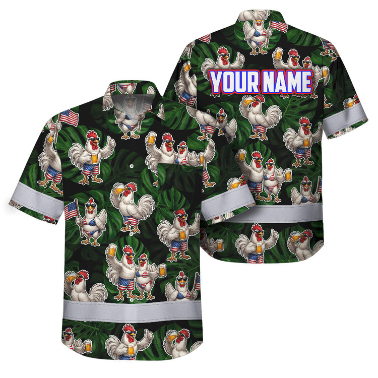 Funny Couple Chicken Beer Hi-Vis Hawaiian Shirt