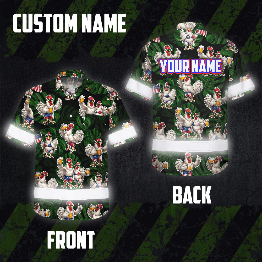 Funny Couple Chicken Beer Hi-Vis Hawaiian Shirt