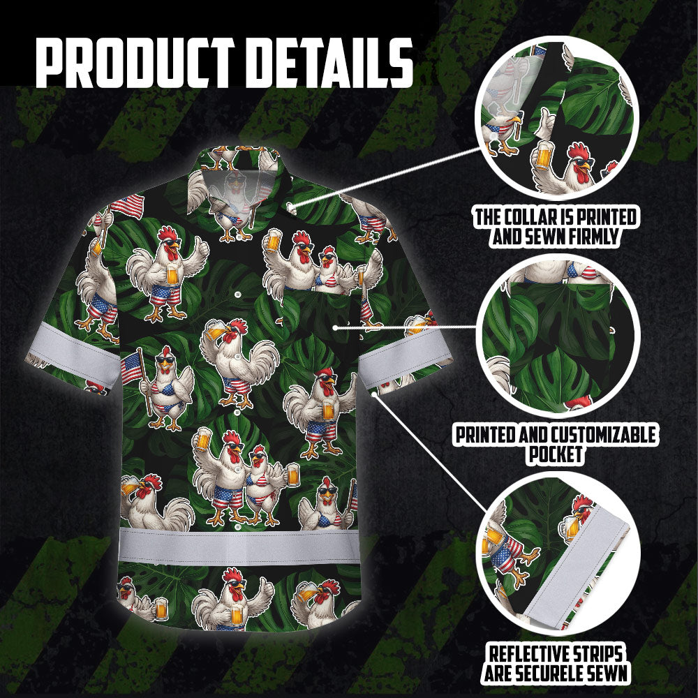 Funny Couple Chicken Beer Hi-Vis Hawaiian Shirt