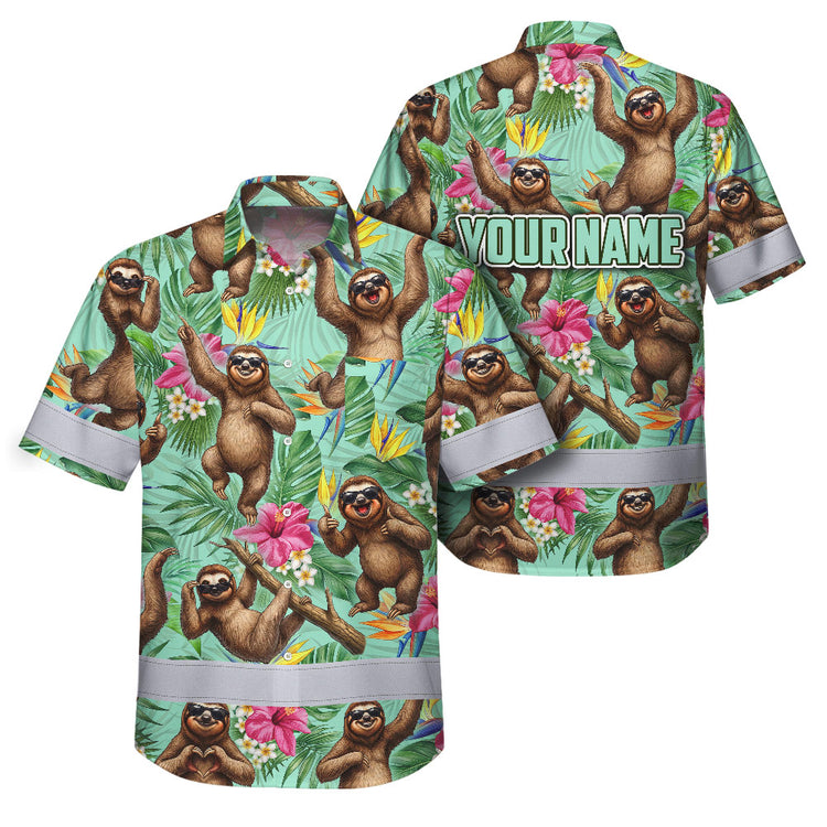Funny Sloth Hi-Vis Hawaiian Shirt
