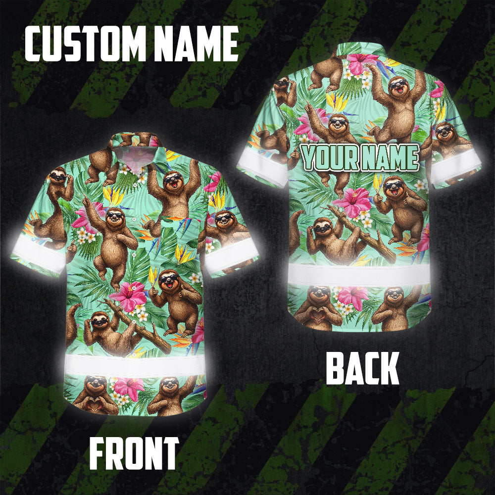 Funny Sloth Hi-Vis Hawaiian Shirt