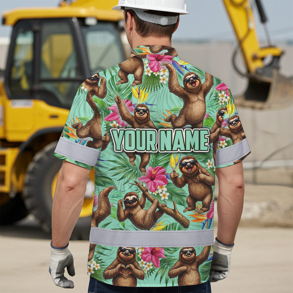 Funny Sloth Hi-Vis Hawaiian Shirt