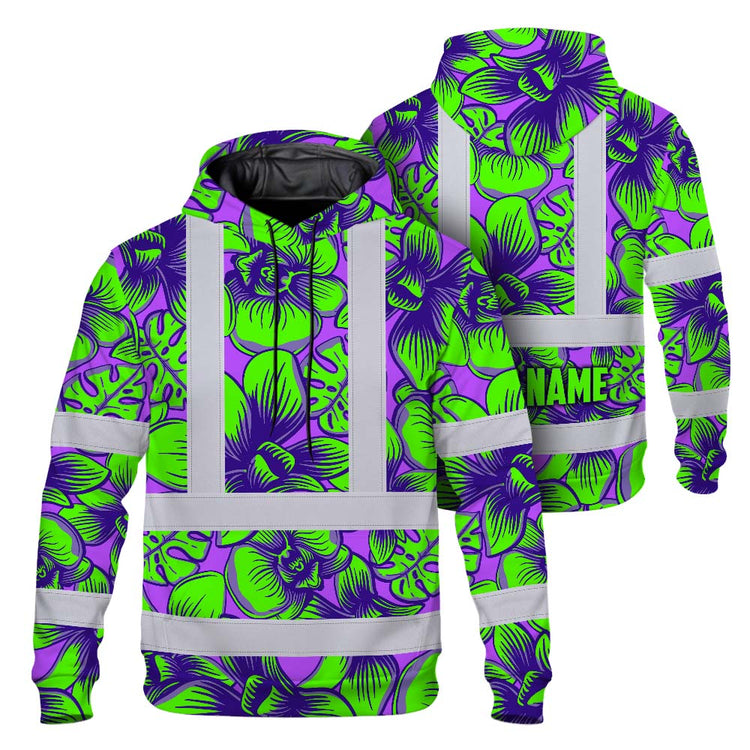 Green Neon Violet Orchid Hi-Vis Hoodie