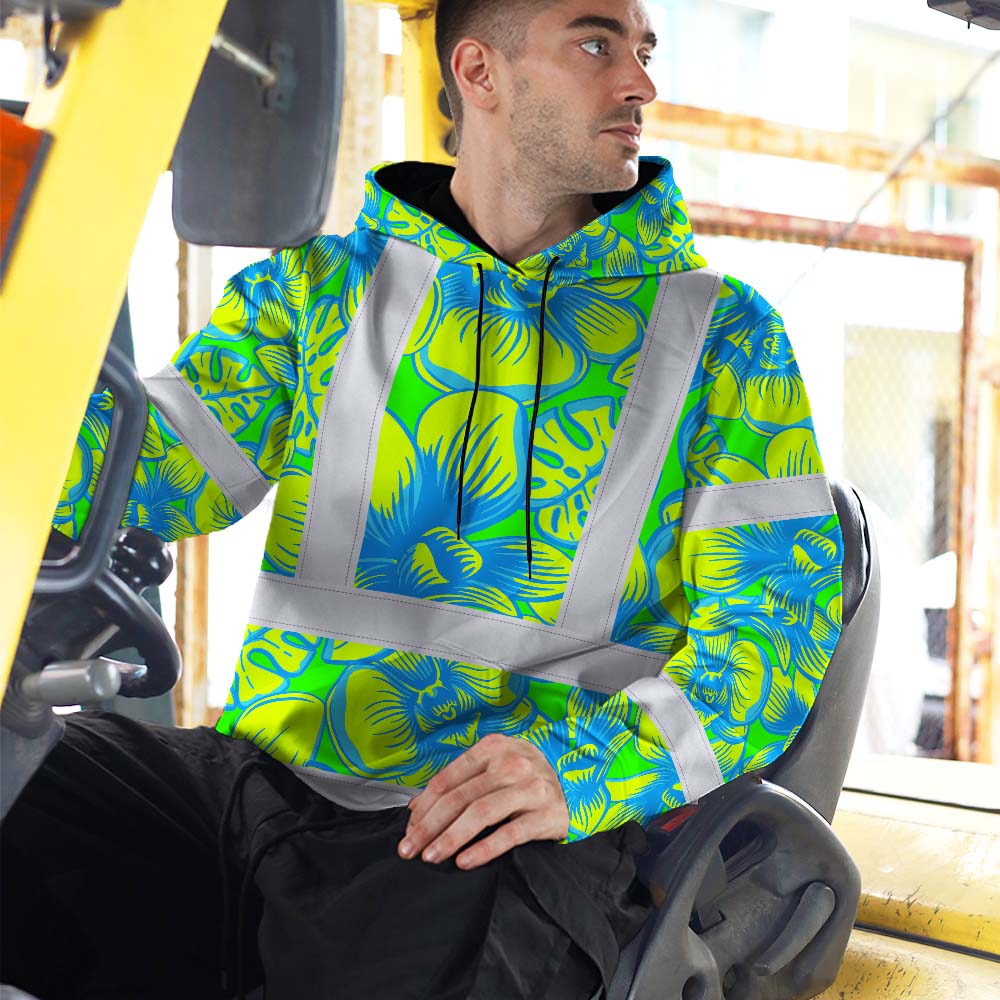 Green Neon Blue Orchid Hi-Vis Hoodie