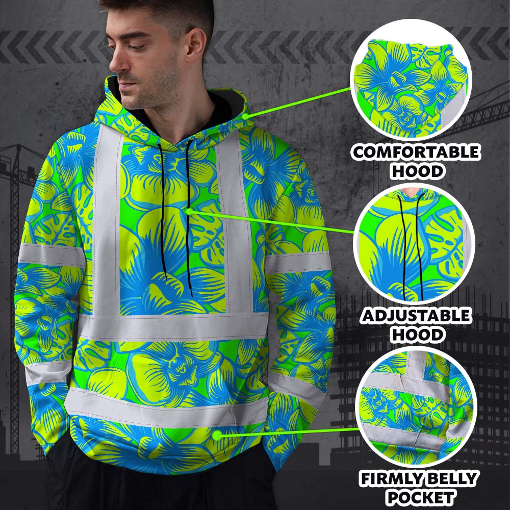 Green Neon Blue Orchid Hi-Vis Hoodie
