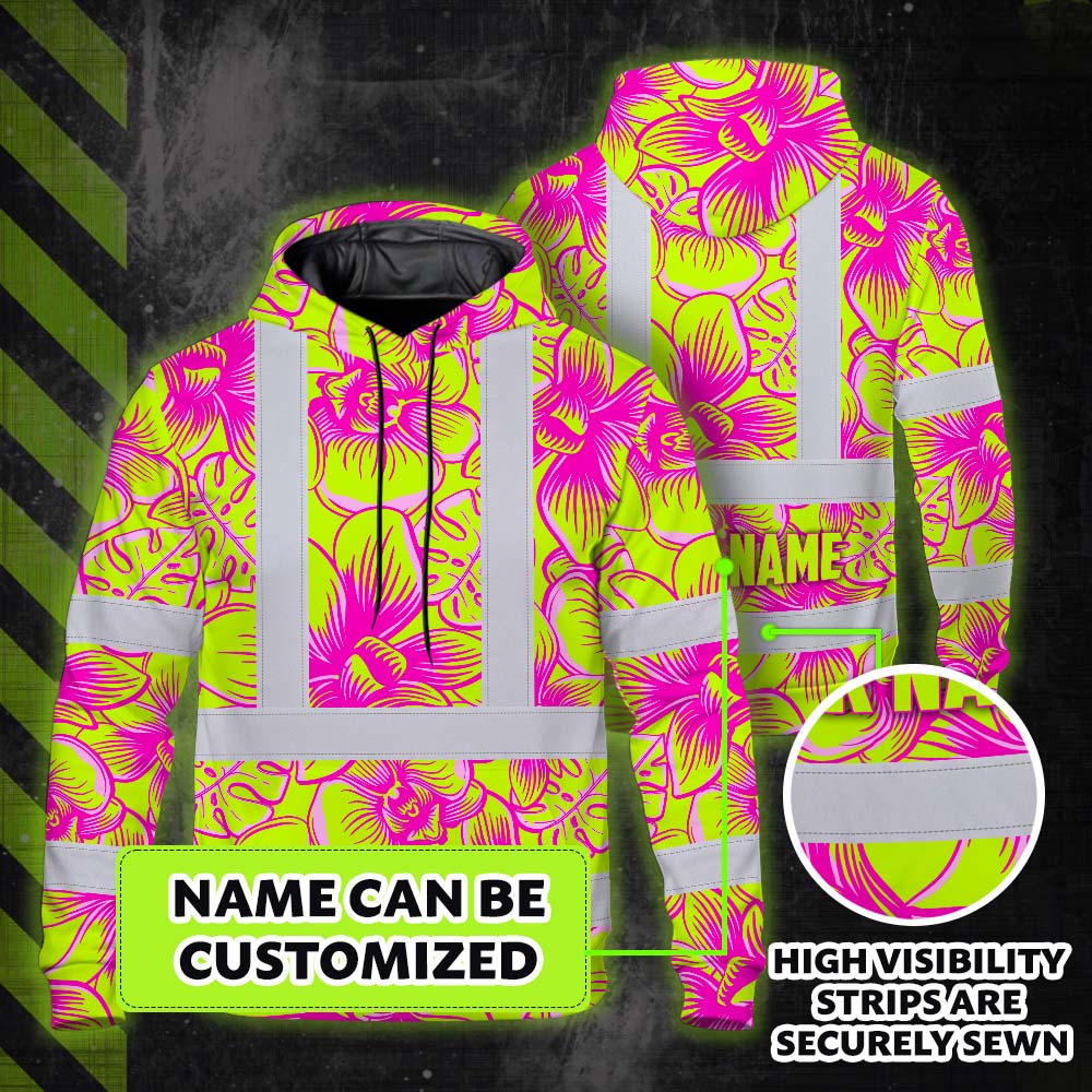 Pink Neon Yellow Orchid Hi-Vis Hoodie