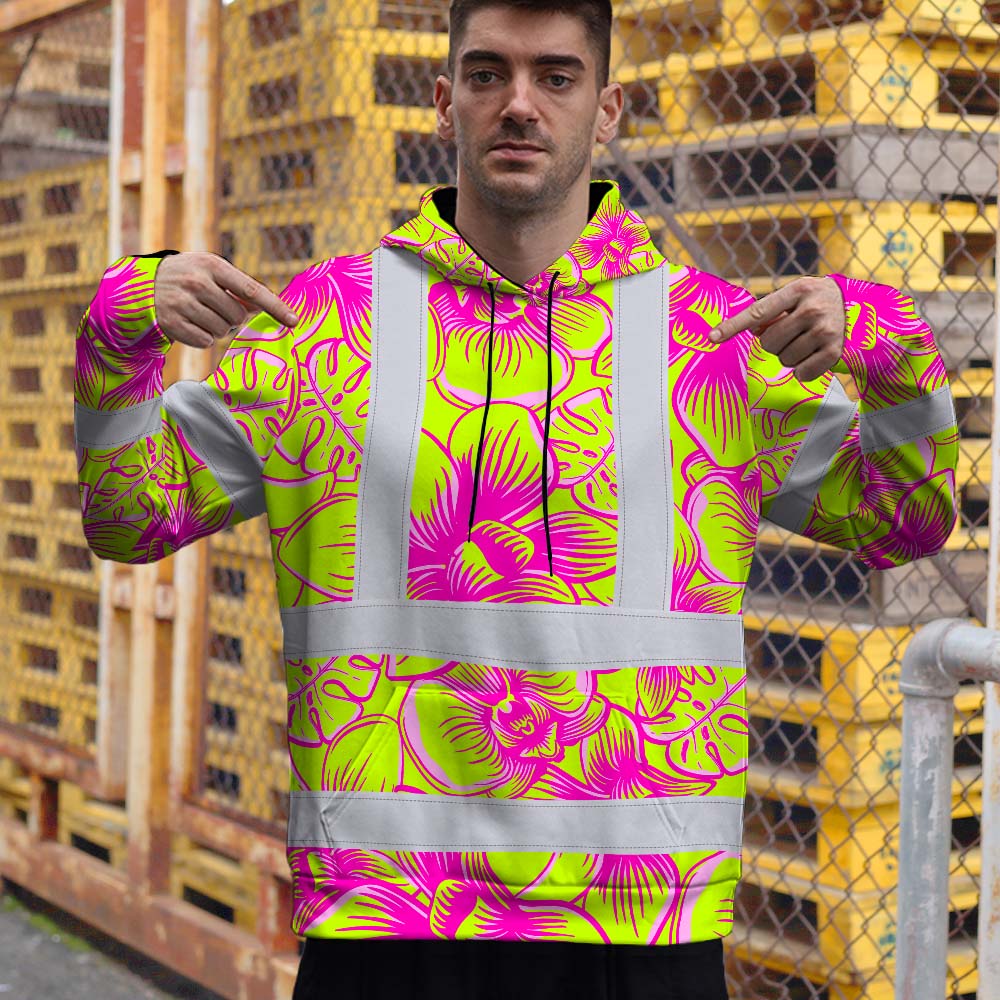 Pink Neon Yellow Orchid Hi-Vis Hoodie