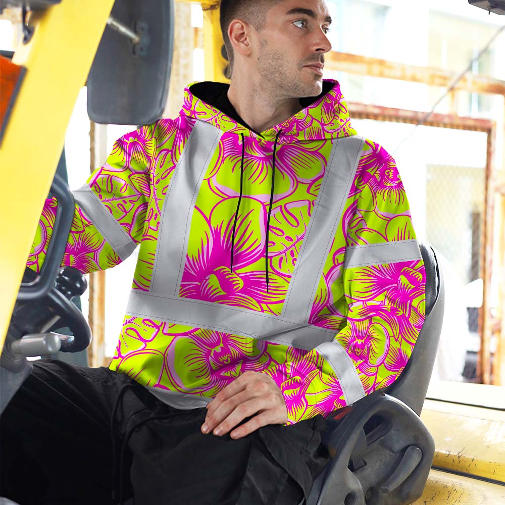 Pink Neon Yellow Orchid Hi-Vis Hoodie