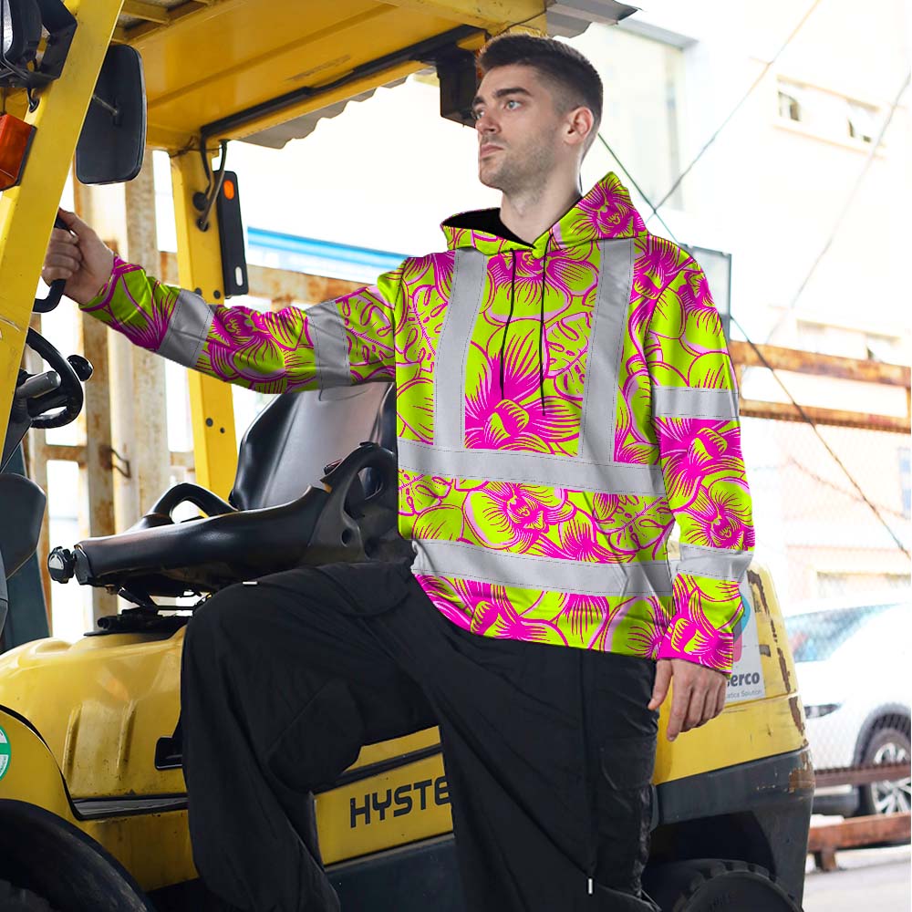 Pink Neon Yellow Orchid Hi-Vis Hoodie