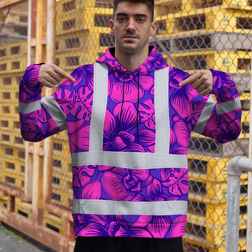 Pink Neon Violet Orchid Hi-Vis Hoodie