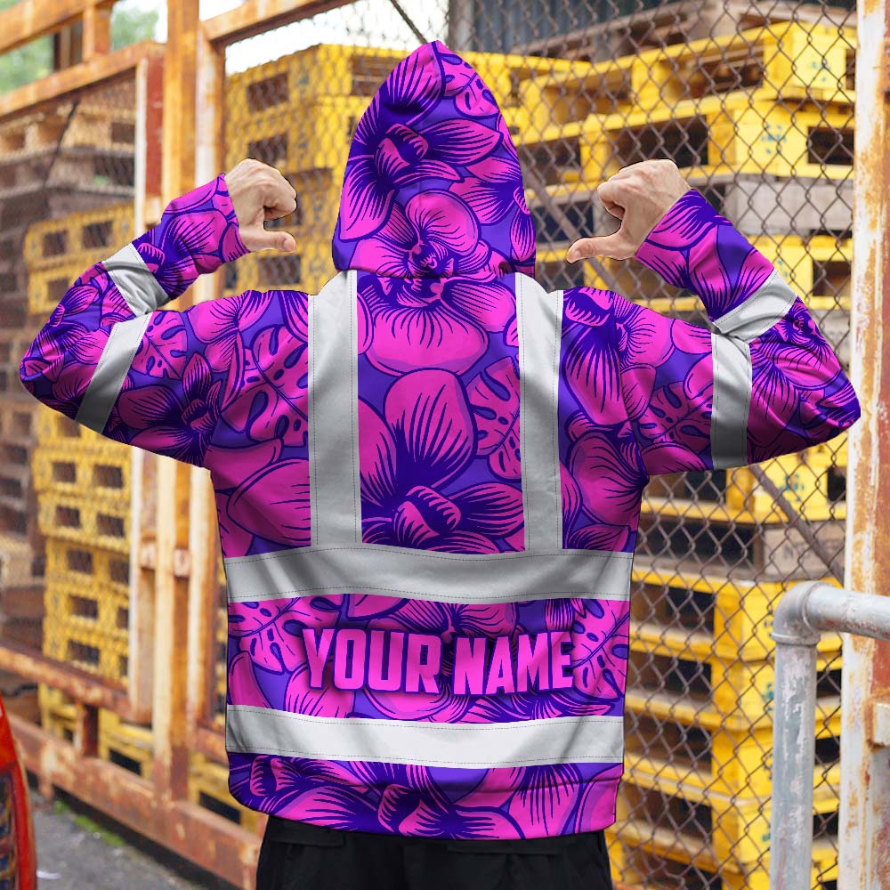 Pink Neon Violet Orchid Hi-Vis Hoodie