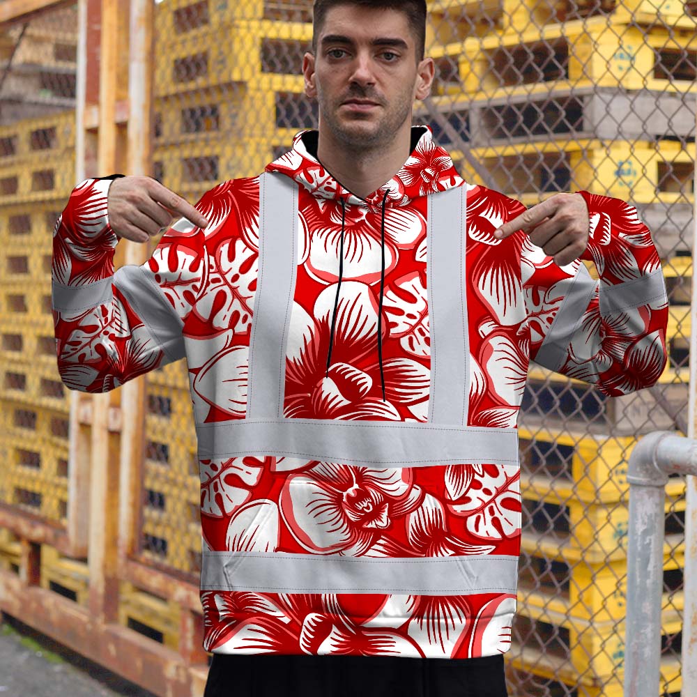 Red Neon White Orchid Hi-Vis Hoodie