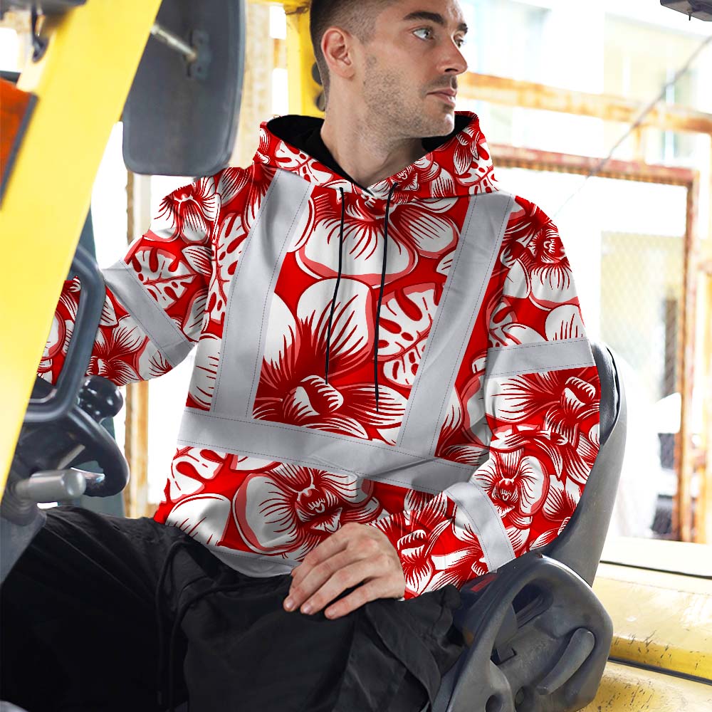 Red Neon White Orchid Hi-Vis Hoodie
