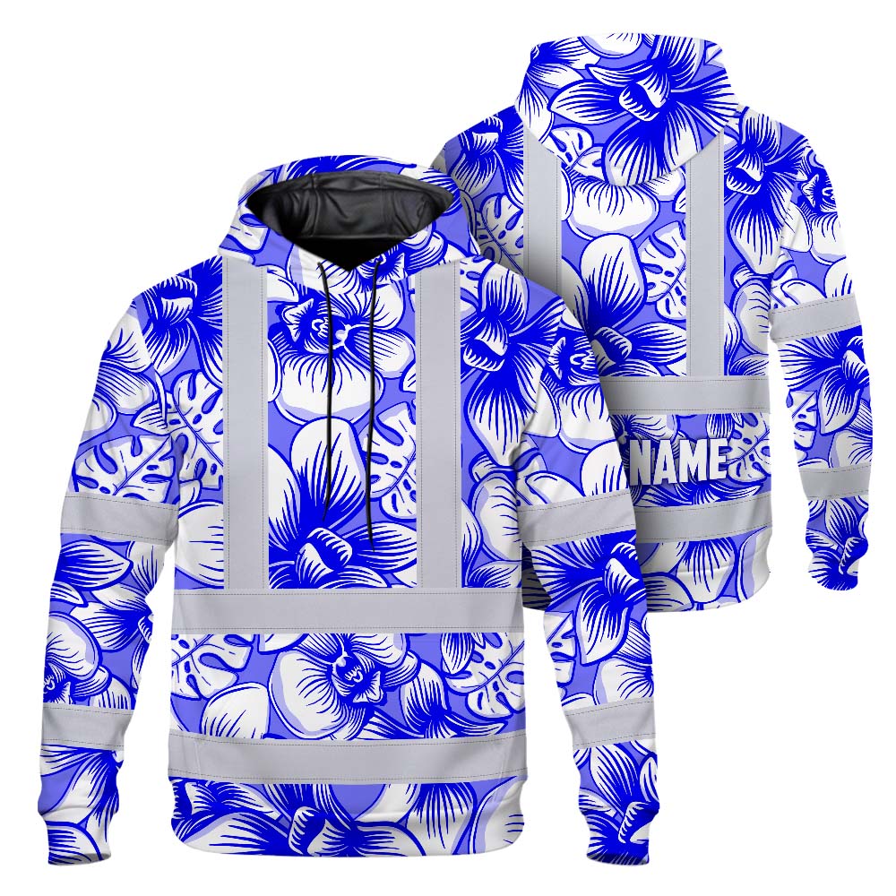 Blue Neon White Orchid Hi-Vis Hoodie