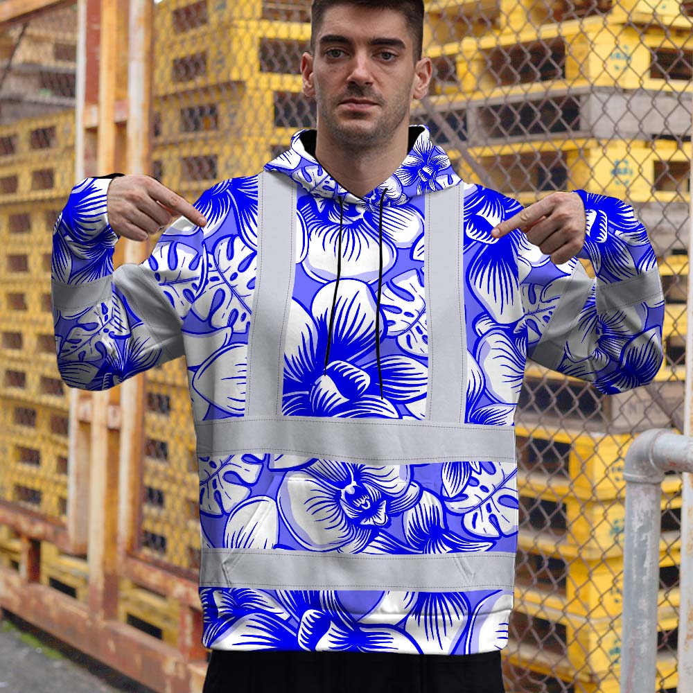 Blue Neon White Orchid Hi-Vis Hoodie