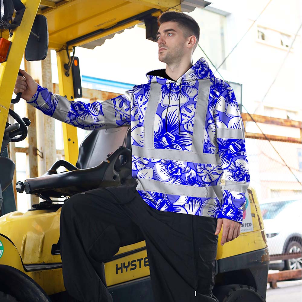 Blue Neon White Orchid Hi-Vis Hoodie
