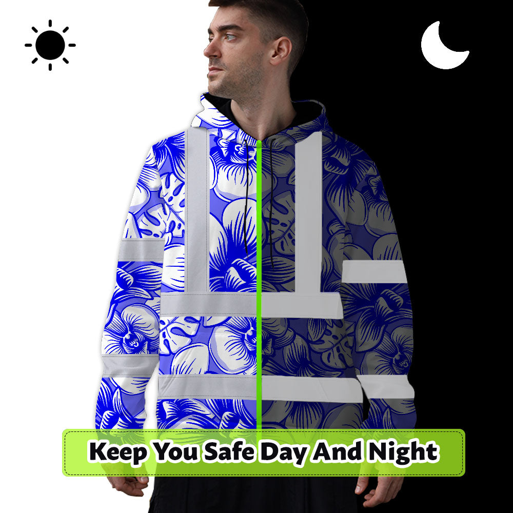 Blue Neon White Orchid Hi-Vis Hoodie