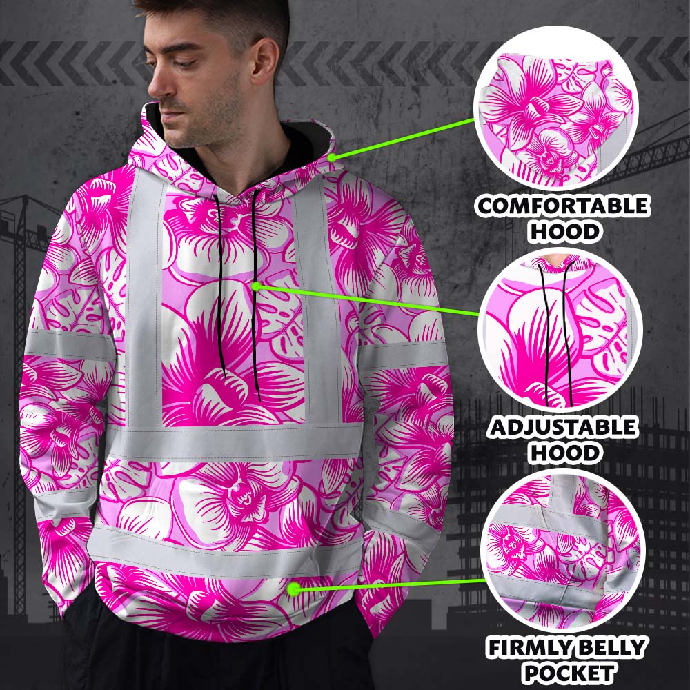 Pink Neon White Orchid Hi-Vis Hoodie