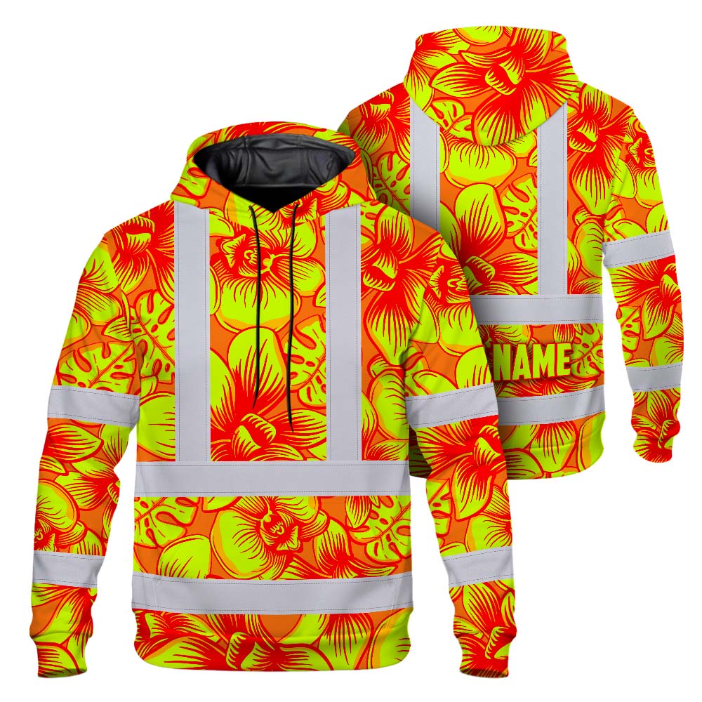 Orange Neon Yellow Orchid Hi-Vis Hoodie