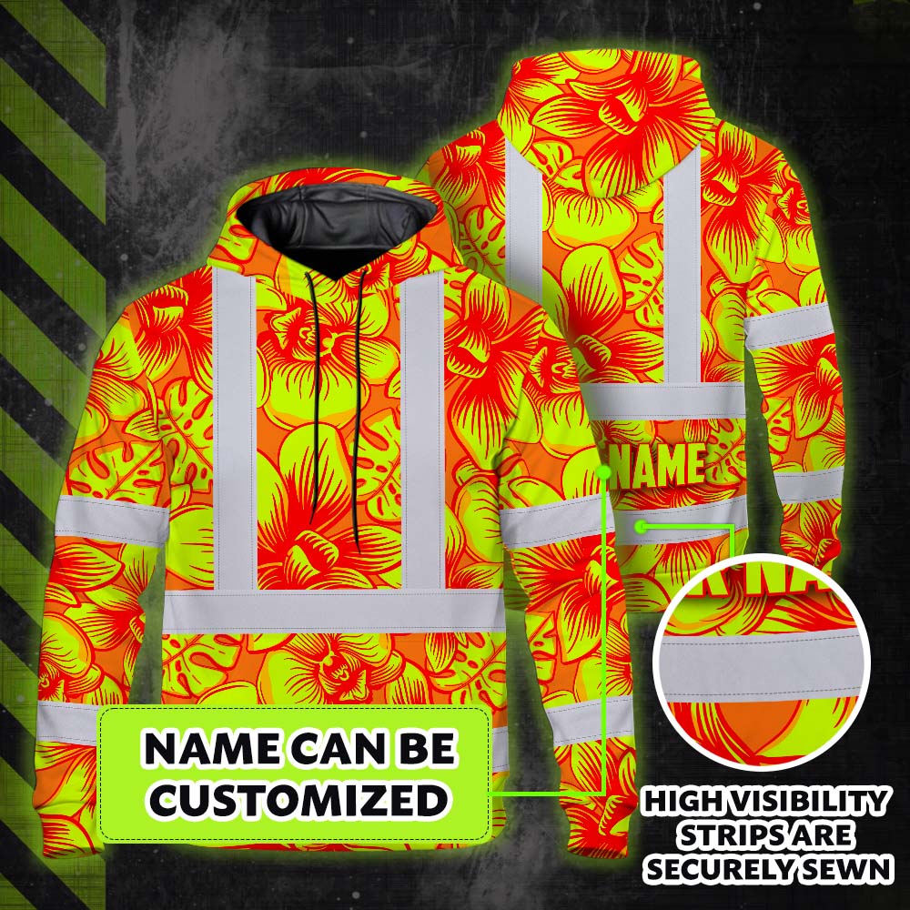 Orange Neon Yellow Orchid Hi-Vis Hoodie