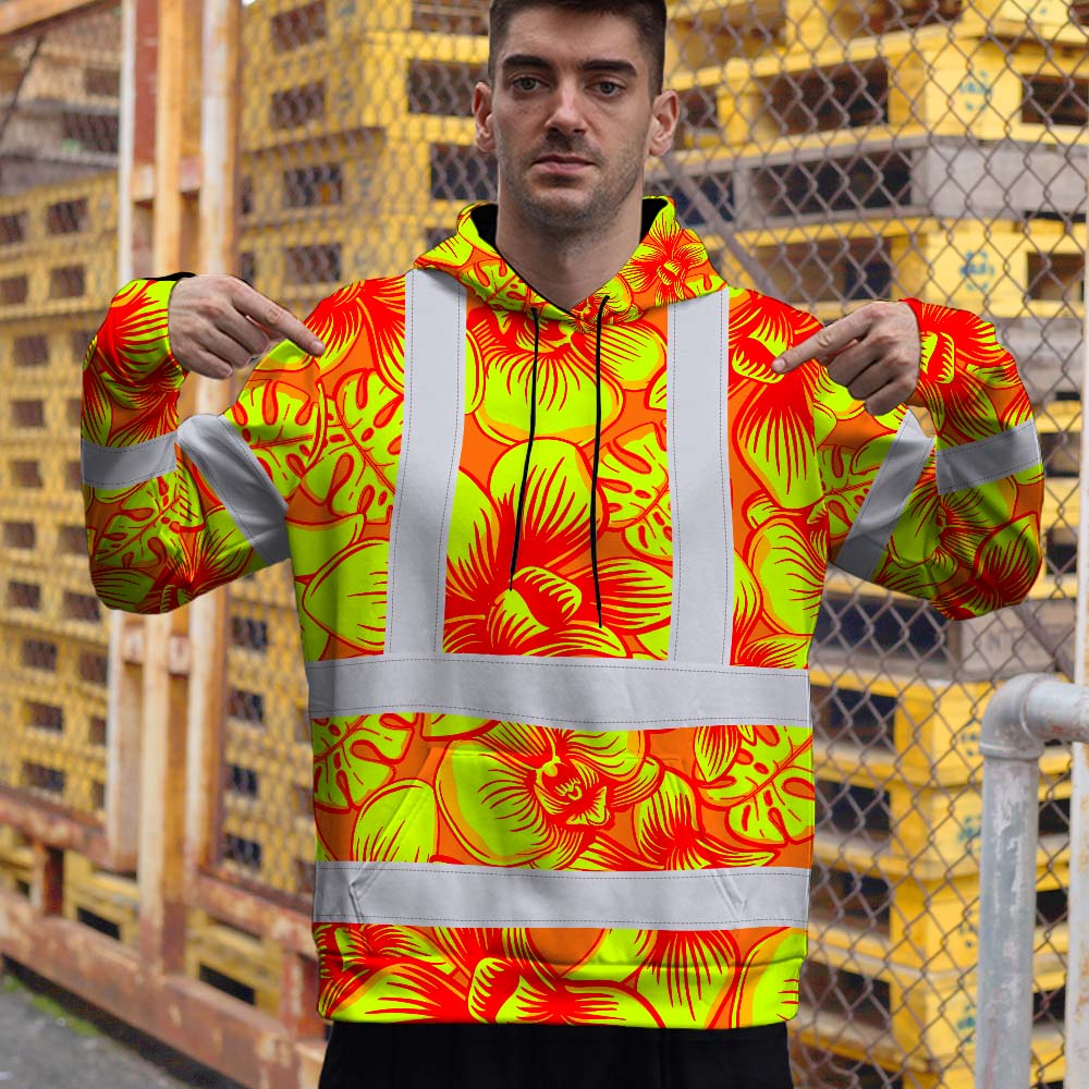 Orange Neon Yellow Orchid Hi-Vis Hoodie