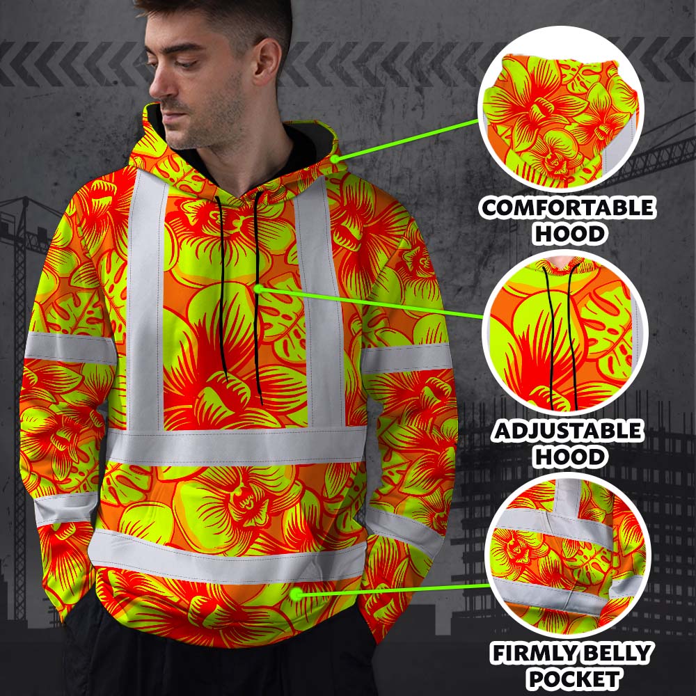 Orange Neon Yellow Orchid Hi-Vis Hoodie
