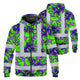 Green Neon Violet Orchid Hi-Vis Zip Hoodie