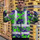 Green Neon Violet Orchid Hi-Vis Zip Hoodie