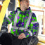 Green Neon Violet Orchid Hi-Vis Zip Hoodie