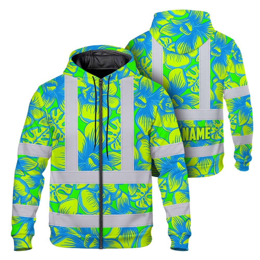 Green Neon Blue Orchid Hi-Vis Zip Hoodie
