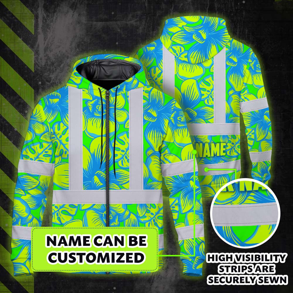 Green Neon Blue Orchid Hi-Vis Zip Hoodie