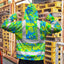 Green Neon Blue Orchid Hi-Vis Zip Hoodie