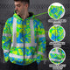 Green Neon Blue Orchid Hi-Vis Zip Hoodie