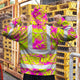 Pink Neon Yellow Orchid Hi-Vis Zip Hoodie