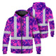 Pink Neon Violet Orchid Hi-Vis Zip Hoodie