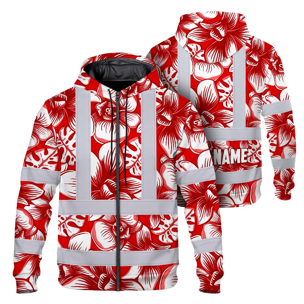 Red Neon White Orchid Hi-Vis Zip Hoodie