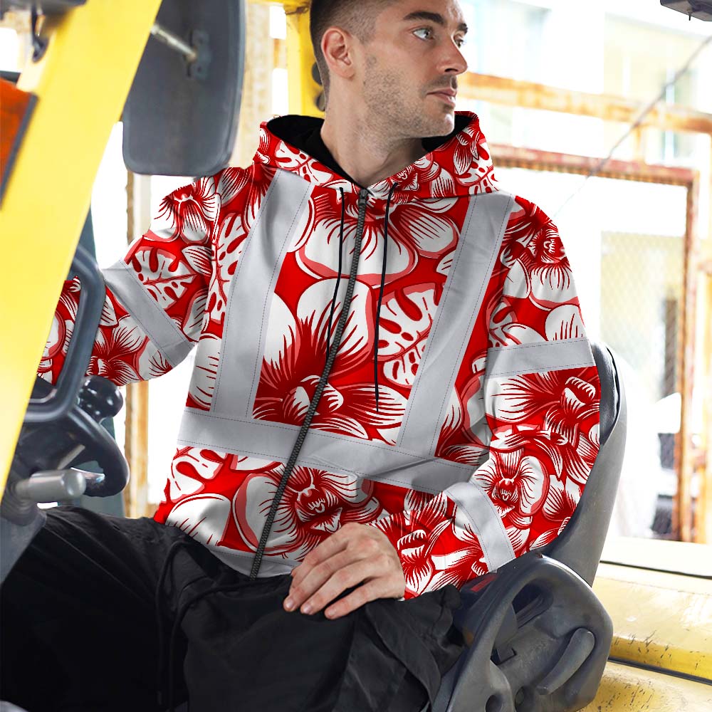 Red Neon White Orchid Hi-Vis Zip Hoodie