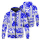 Blue Neon White Orchid Hi-Vis Zip Hoodie