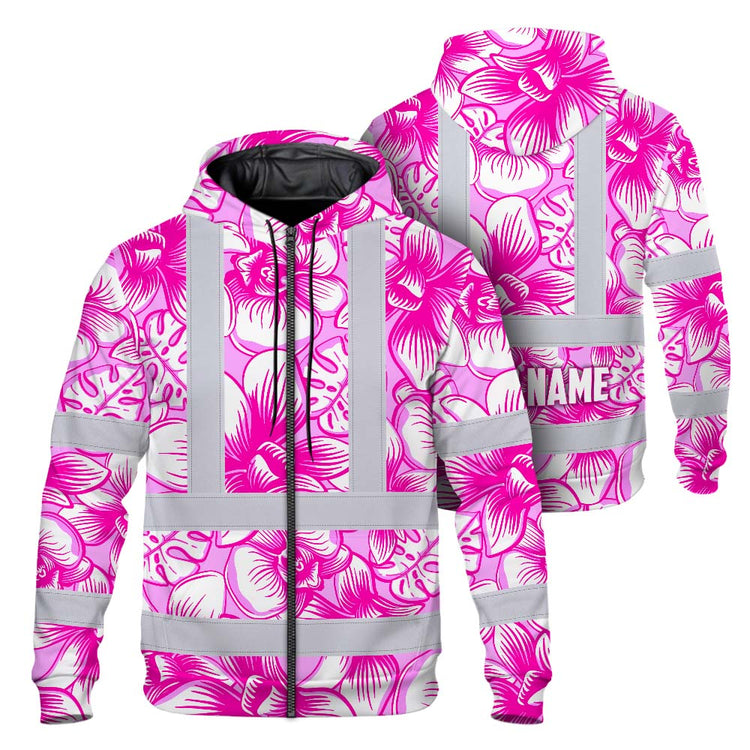 Pink Neon White Orchid Hi-Vis Zip Hoodie