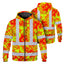 Orange Neon Yellow Orchid Hi-Vis Zip Hoodie