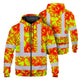 Orange Neon Yellow Orchid Hi-Vis Zip Hoodie