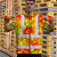 Orange Neon Yellow Orchid Hi-Vis Zip Hoodie