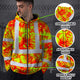 Orange Neon Yellow Orchid Hi-Vis Zip Hoodie