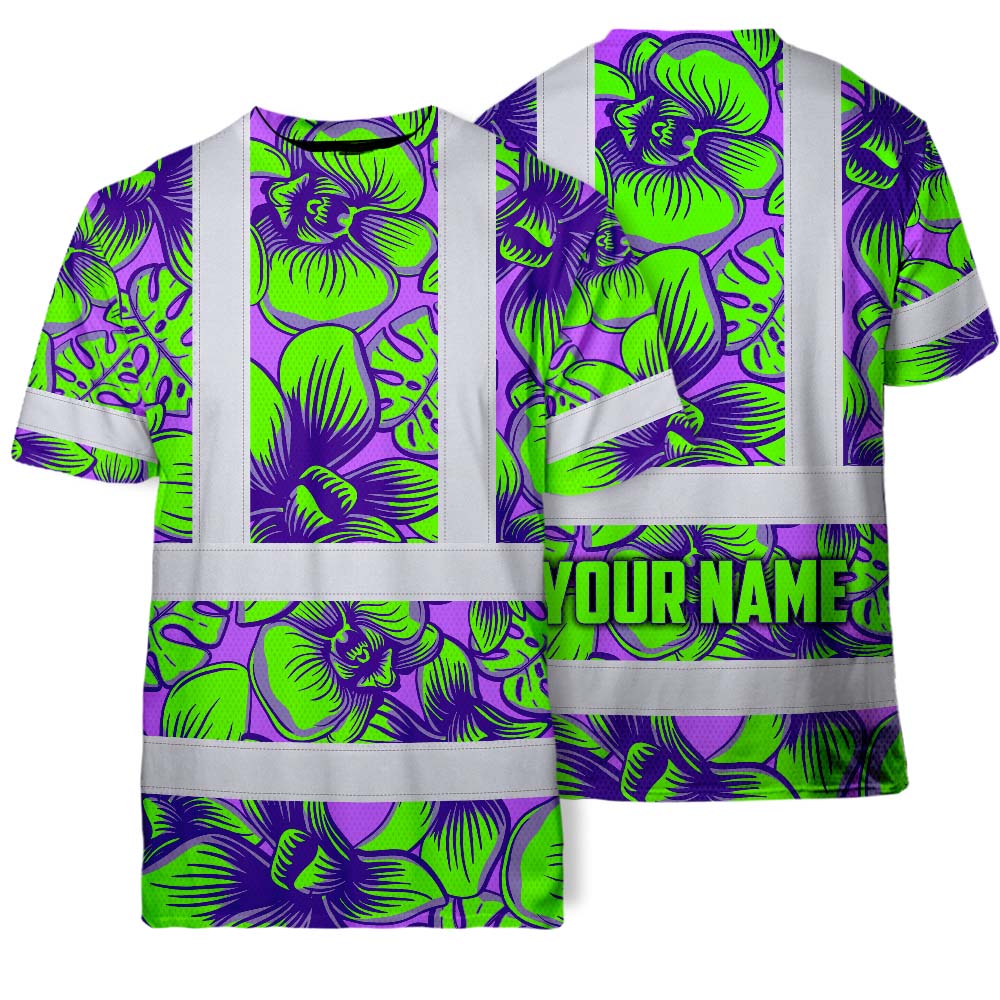 Green Neon Violet Orchid Hi-Vis T-Shirt