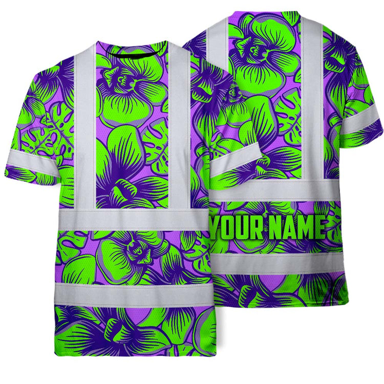 Green Neon Violet Orchid Hi-Vis T-Shirt